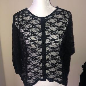 Chloe K black lace shirt size L